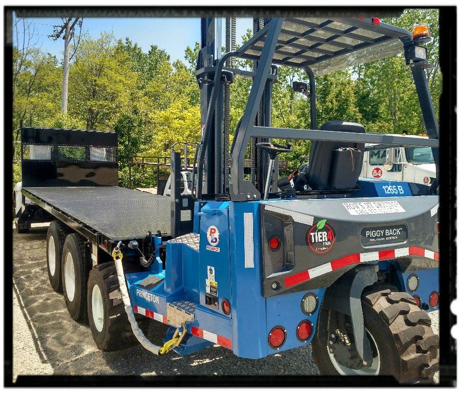BLS flatbed truck with a truck-mounted forklift